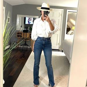 GANNI white puff 3/4 sleeve button down shirt size Euro 36 fits like small